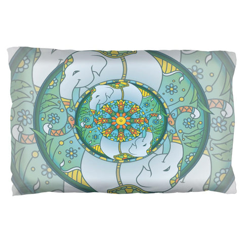 Mandala Trippy Stained Glass Elephant Pillow Case