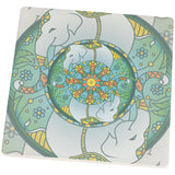 Mandala Trippy Stained Glass Elephant Square Sandstone Art Coaster