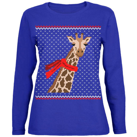 Big Giraffe Scarf Ugly Christmas Sweater Womens Long Sleeve T Shirt