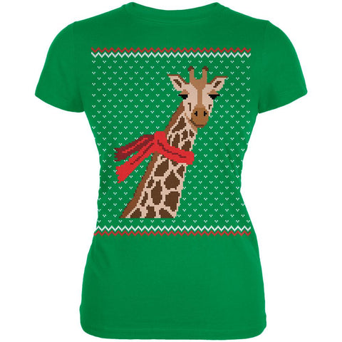 Big Giraffe Scarf Ugly Christmas Sweater Juniors Soft T Shirt