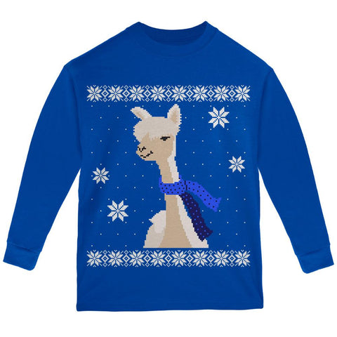 Big Alpaca Scarf Ugly Christmas Sweater Youth Long Sleeve T Shirt