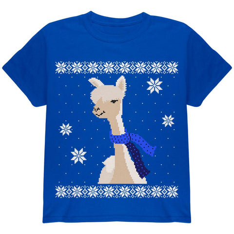 Big Alpaca Scarf Ugly Christmas Sweater Youth T Shirt
