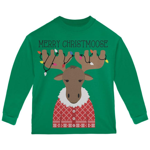 Christmas Merry ChristMoose Moose Toddler Long Sleeve T Shirt