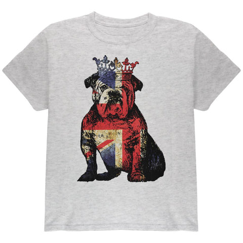 English British Bulldog Crown Grunge Flag Youth T Shirt