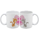 Valentine's Day Cats in Love Purrrfect Perfect Pair All Over Coffee Mug Set of 2 front view