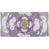 Mandala Trippy Stained Glass Easter Bunny All Over Beach Towel  front view