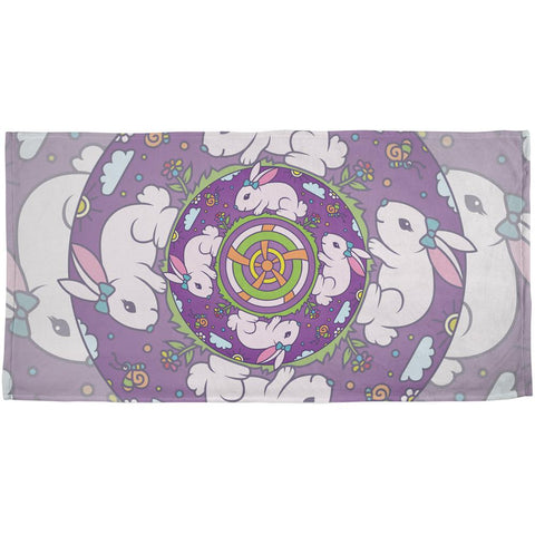 Mandala Trippy Stained Glass Easter Bunny All Over Beach Towel