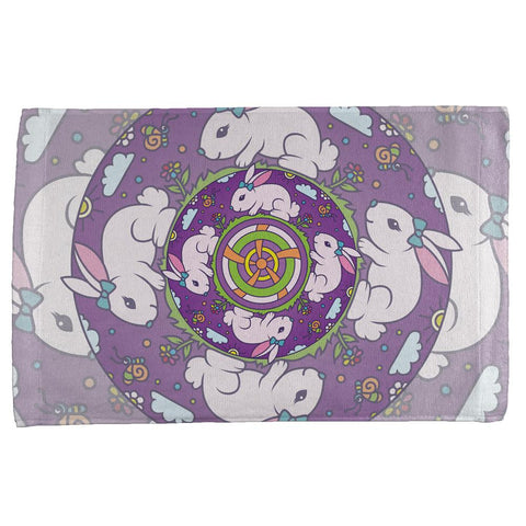 Mandala Trippy Stained Glass Easter Bunny All Over Hand Towel