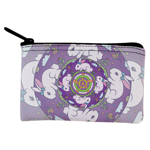 Mandala Trippy Stained Glass Easter Bunny Coin Purse