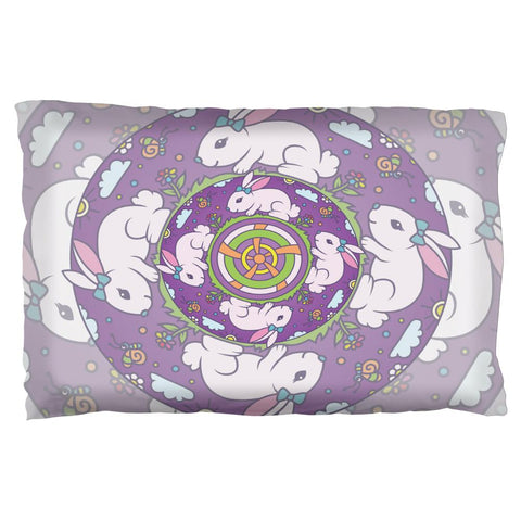 Mandala Trippy Stained Glass Easter Bunny Pillow Case