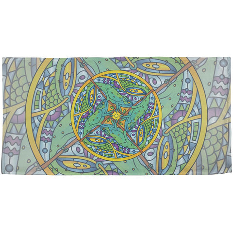 Mandala Trippy Stained Glass Chameleon All Over Beach Towel