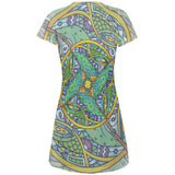 Mandala Trippy Stained Glass Chameleon All Over Juniors Beach Cover-Up Dress