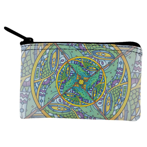 Mandala Trippy Stained Glass Chameleon Coin Purse