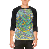 Mandala Trippy Stained Glass Chameleon Mens Raglan T Shirt