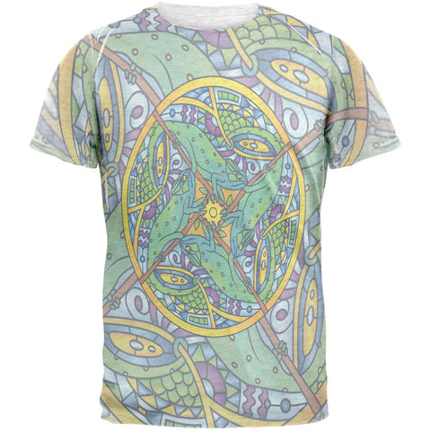 Mandala Trippy Stained Glass Chameleon Mens T Shirt