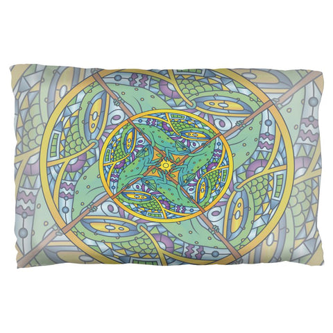 Mandala Trippy Stained Glass Chameleon Pillow Case