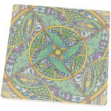 Mandala Trippy Stained Glass Chameleon Square SandsTone Art Coaster
