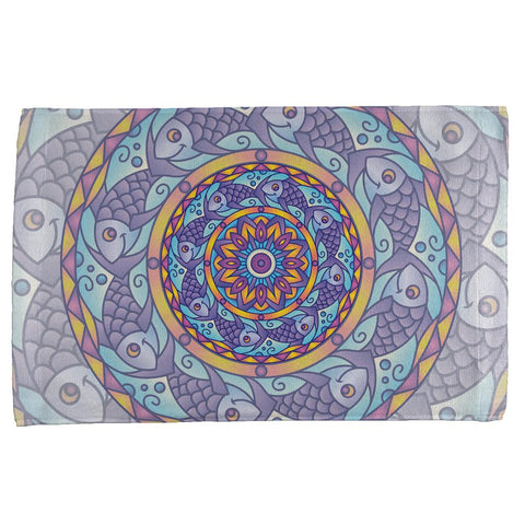 Mandala Trippy Stained Glass Fish All Over Hand Towel