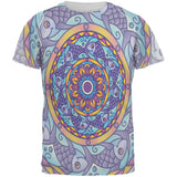 Mandala Trippy Stained Glass Fish All Over Mens T Shirt
