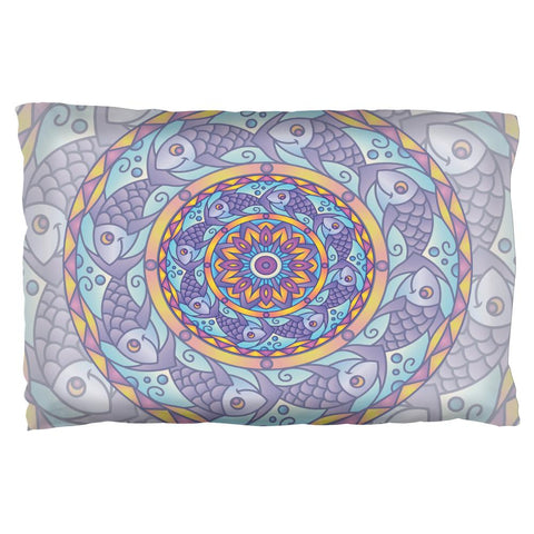 Mandala Trippy Stained Glass Fish Pillow Case
