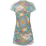 Mandala Trippy Stained Glass Hedgehog All Over Juniors Beach Cover-Up Dress