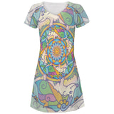 Mandala Trippy Stained Glass Hedgehog All Over Juniors Beach Cover-Up Dress
