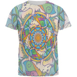 Mandala Trippy Stained Glass Hedgehog All Over Mens T Shirt