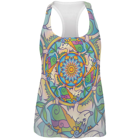 Mandala Trippy Stained Glass Hedgehog All Over Womens Work Out Tank Top