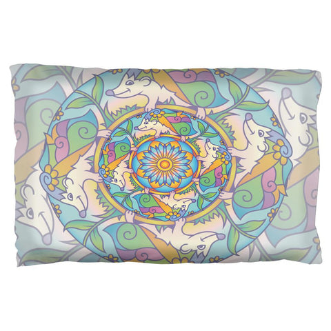 Mandala Trippy Stained Glass Hedgehog Pillow Case