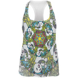 Mandala Trippy Stained Glass Panda All Over Womens Work Out Tank Top