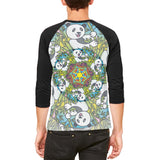 Mandala Trippy Stained Glass Panda Mens Raglan T Shirt