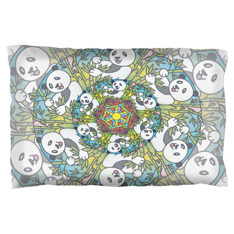 Mandala Trippy Stained Glass Panda Pillow Case