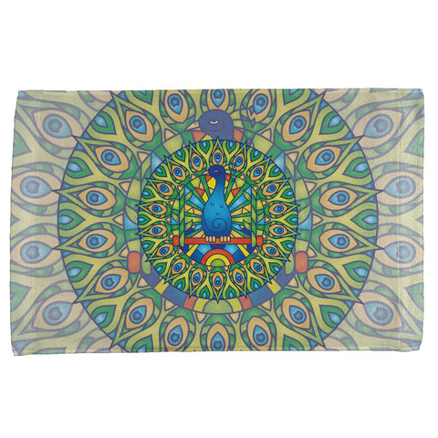 Mandala Trippy Stained Glass Peacock All Over Hand Towel