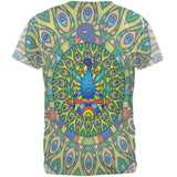 Mandala Trippy Stained Glass Peacock All Over Mens T Shirt
