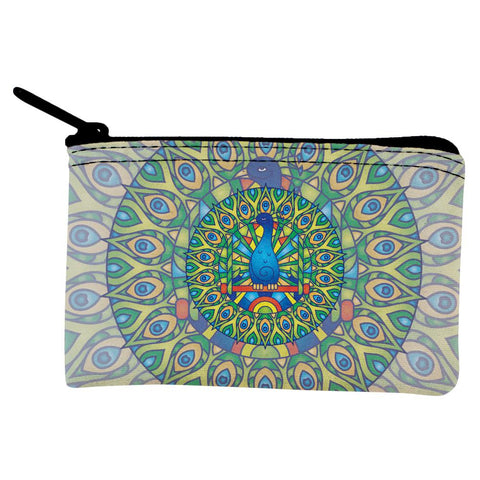 Mandala Trippy Stained Glass Peacock Coin Purse