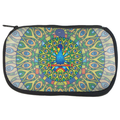 Mandala Trippy Stained Glass Peacock Makeup Bag