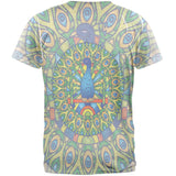 Mandala Trippy Stained Glass Peacock Mens T Shirt