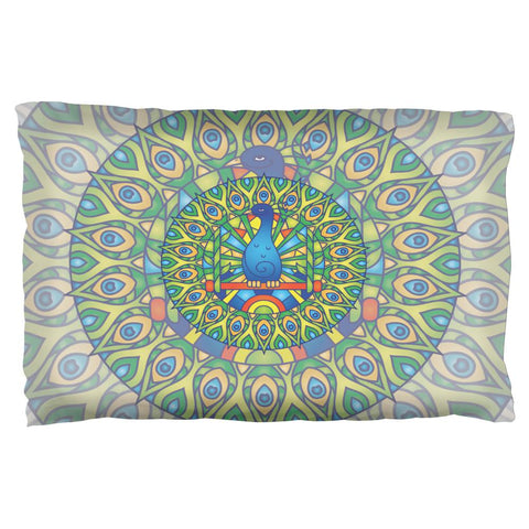 Mandala Trippy Stained Glass Peacock Pillow Case