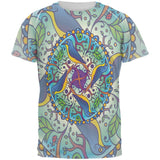 Mandala Trippy Stained Glass Spring Birds All Over Mens T Shirt