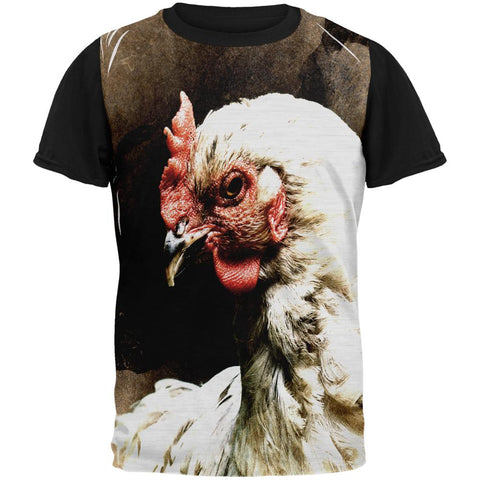 Queen Of The Barnyard Chicken All Over Mens Black Back T Shirt
