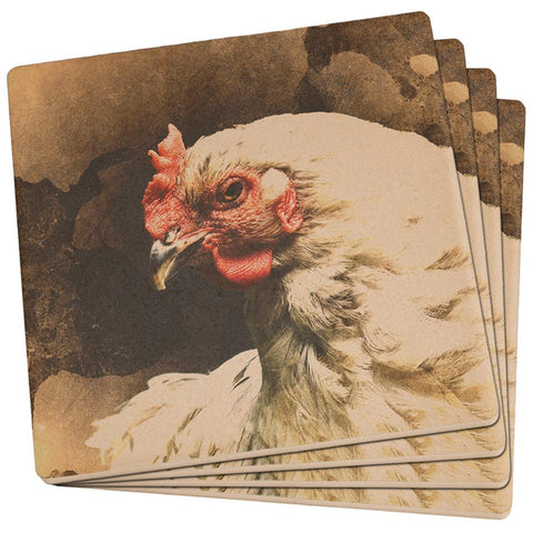 Queen Of The Barnyard Chicken Set of 4 Square SandsTone Art Coasters