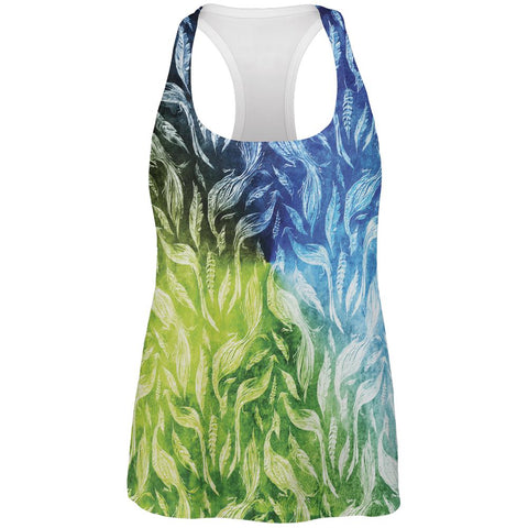Peacocks And Feathers All Over Womens Work Out Tank Top