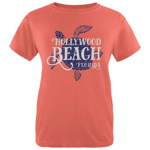 Summer Sun Sea Turtle Hollywood Beach Womens T Shirt