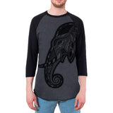 Tribal Elephant Mens Raglan T Shirt front view