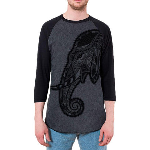 Tribal Elephant Mens Raglan T Shirt