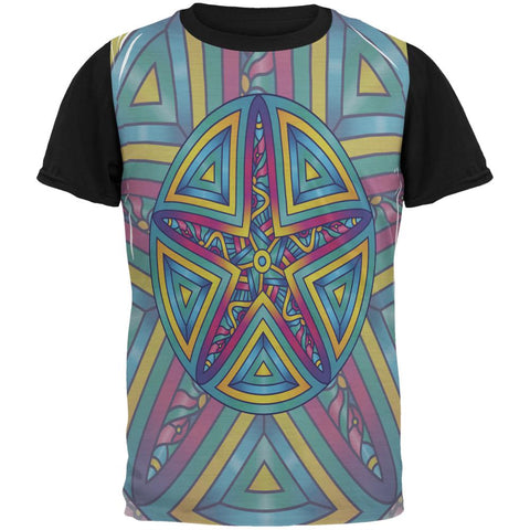 Mandala Trippy Stained Glass Starfish All Over Mens Black Back T Shirt