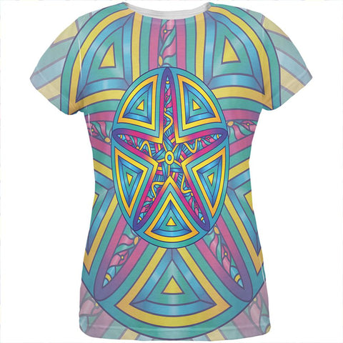Mandala Trippy Stained Glass Starfish All Over Womens T Shirt