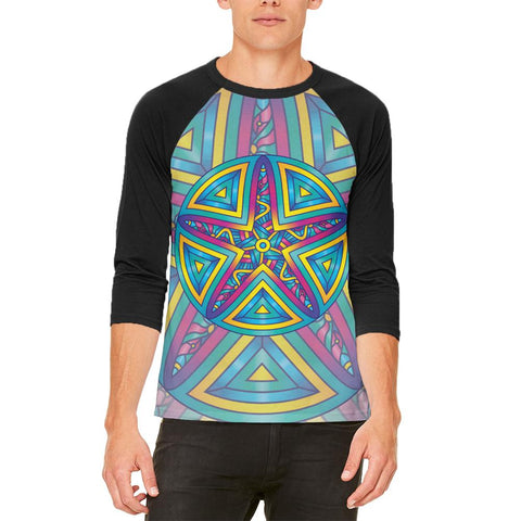 Mandala Trippy Stained Glass Starfish Mens Raglan T Shirt