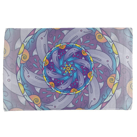 Mandala Trippy Stained Glass Dolphins All Over Hand Towel