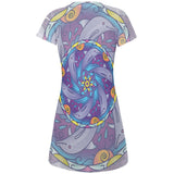 Mandala Trippy Stained Glass Dolphins All Over Juniors Beach Cover-Up Dress